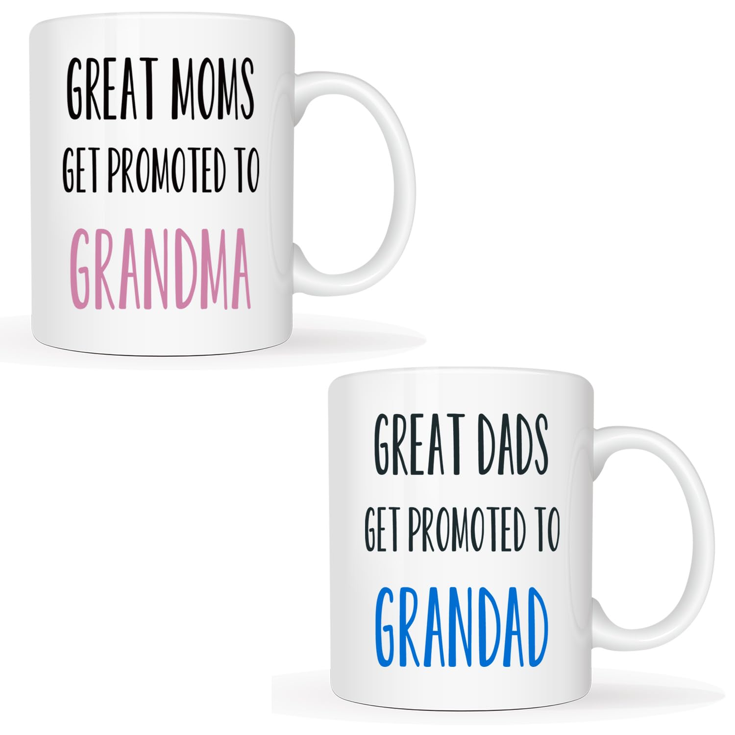 This Funny Grandparent Set of 2 Coffee Mugs Christmas Gifts, Great Moms/Dads Get Promoted to Grandma/Grandad Best Birthday Gifts for Grandparent Porcelain Cup White, 11 Oz