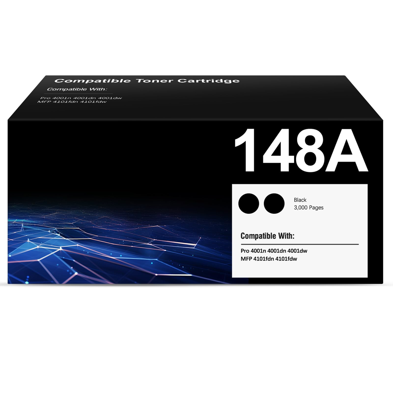 Photo 1 of 148A Toner Cartridges (2-Pack) Compatible Replacement for HP 148A 148X W1480A W1480X Toner Cartridge Black with HP Pro MFP 4101fdw 4101fdn 4001dw 4001dn 4001n Printer