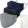 BAIGEWA 3 Packs Cloth Face Mask Reusable with PM 2.5 Filters, Washable Breathable Face Mask, Face Mask for Women and Men