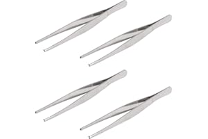 AOJE LINK-ELECTRIC Aoje-Link Tissue Accessories Stainless Steel Tweezers, Pliers Tool, Rat Tooth Thumb Dressing Forceps, Serrated Forceps, Silver, 4pcs