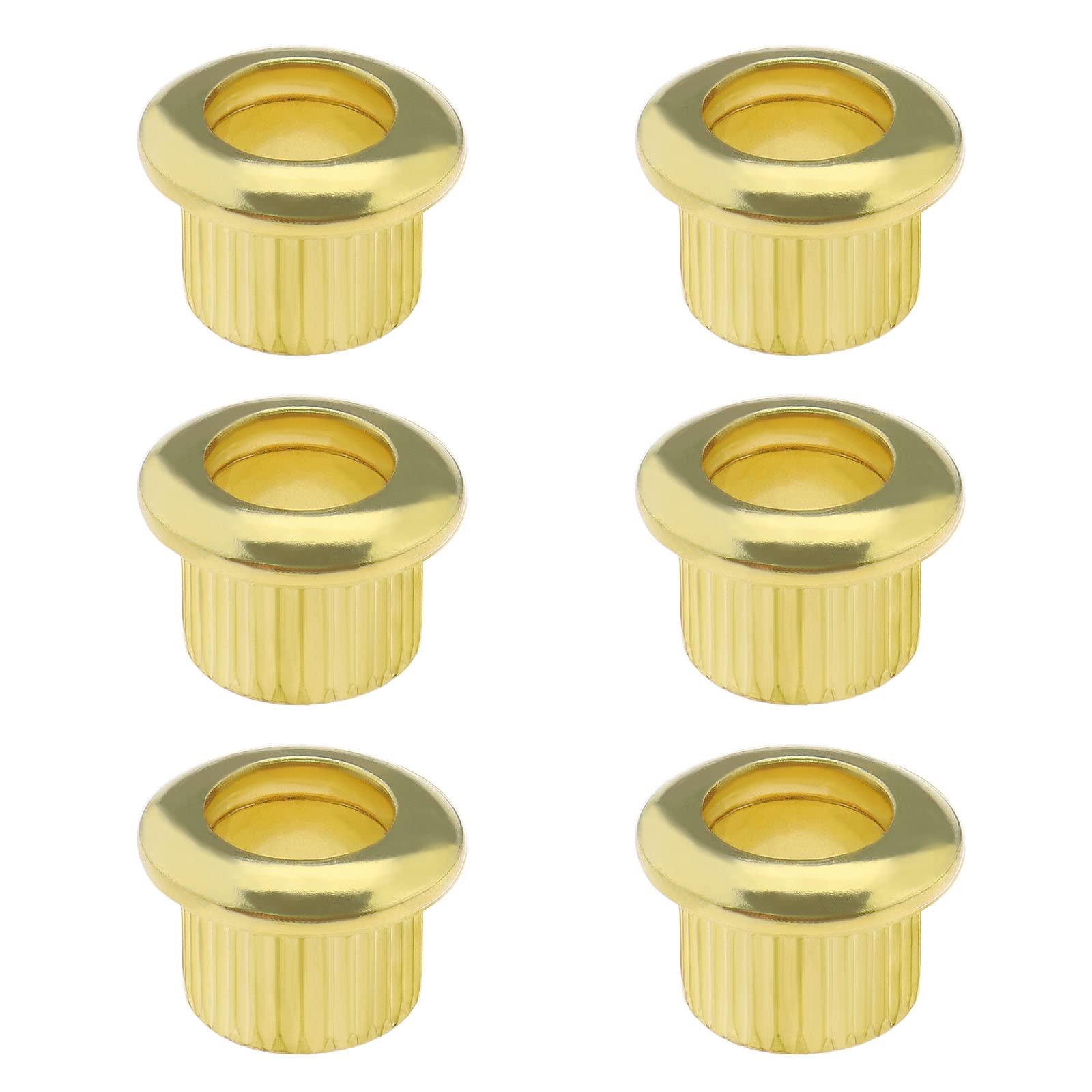EMSea 6PCS Guitar String Ferrules Tuners Conversion Bushings Through Body Mounts String Caps for Electric Guitar Musical Instruments Accessories Gold