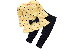 Csbks Baby Girl Long Sleeve Pant Sets Toddler Bow Sweetheart Clothing 2pcs Outfits