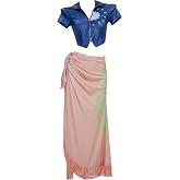 haikyuu Women Cosplay Costume Top and Wrap Skirt Decorated with Floral Pattern Tassel Halloween Anime Con