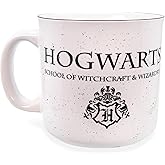Harry Potter Hogwarts Logo Ceramic Camper Mug | BPA-Free Travel Coffee Cup For Espresso, Caffeine, Cocoa, | Home & Kitchen Essential | Wizarding World Gifts and Collectibles | Holds 20 Ounces
