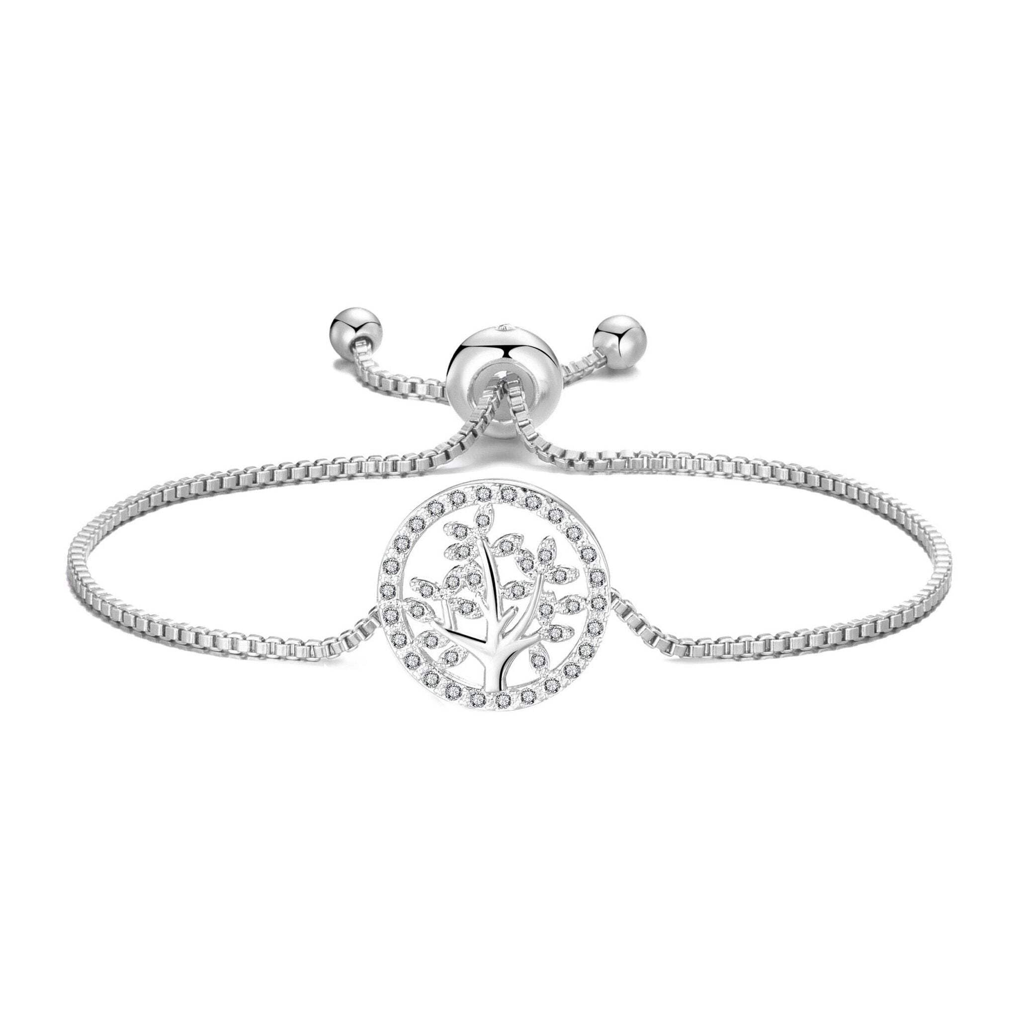 Philip Jones Silver Plated Tree of Life Bracelet Created with Zircondia® Crystals