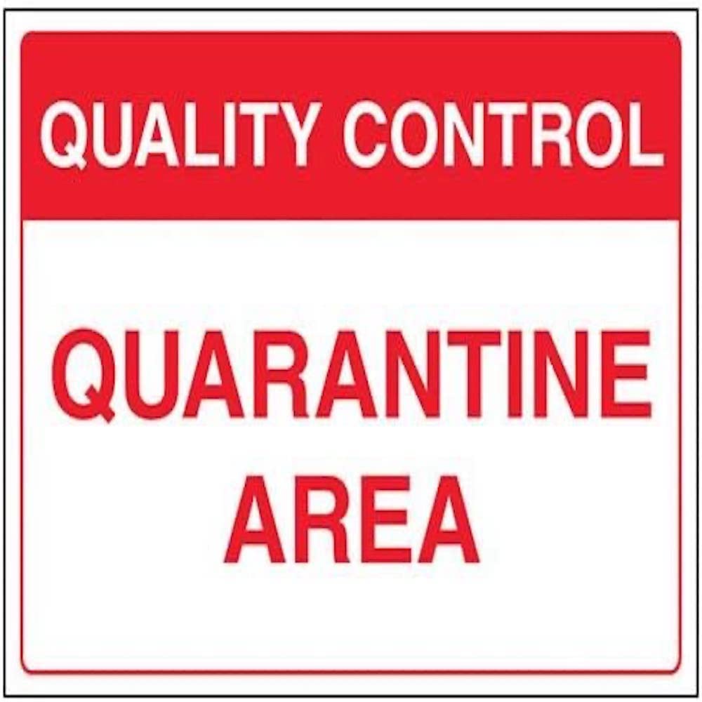 V Safety Quality Control Quarantine Area Sign - 400mm x 300mm - 1mm Rigid Plastic — image 1