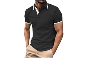 Polo Shirts for Men Plus Size Athletic Golf T-Shirts Short Sleeve Lapel Button Down Shirt Casual Tops with Pocket