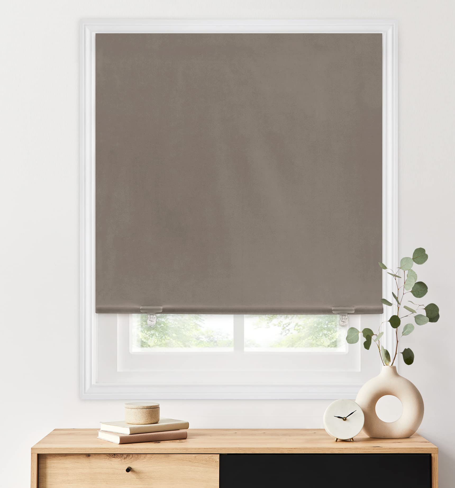 Photo 1 of LazBlinds 100% Blackout Roller Shades, No Tools No Drill Cordless Blinds for Windows, Thermal Insulated UV Protection Privacy Window Shades for Bedroom (48''W x 72''H, Taupe)