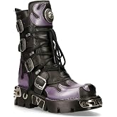 NEW ROCK Boots 591 Flame Metallic Leather Men's Goth Punk Biker Fashion