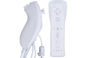 HZIME New Replacement Remote Control Compatible For Wii & Wii U, Built-in 2 in 1 Motion Plus with Silicon Case and Nunchuck (
