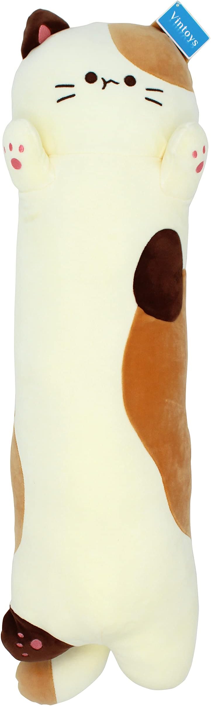 Vintoys Sleeping Cat Pillow 26 inch Long Hugging Plush Soft Toy Milky White