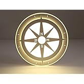 XINDAR Flush Mount LED Ceiling Light Fixture Nautical Compass Art Design Modern Thin Ceiling Lamp (Warm, 20.5")