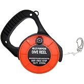 Scuba Choice Diving Dive Reel, 150ft White Line, Plastic Handle, Orange with 2" Clip &ndash; Multi-Purpose, Ideal for Scuba Diving, Spearfishing, and Underwater Adventures
