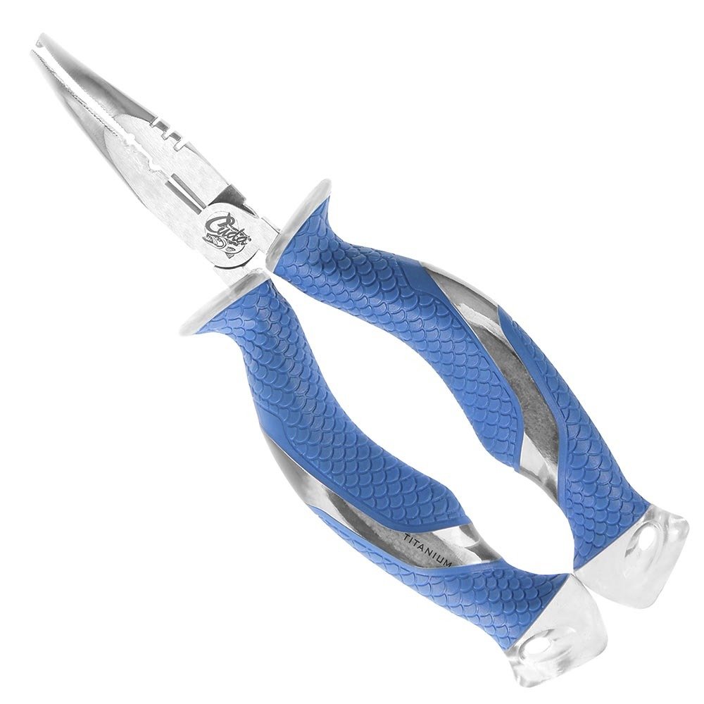Cuda Titanium Nitride Bonded Ring Splitter Pliers - Blue, 7-Inch
