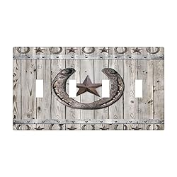 Sghxwp Rustic Western Wood Barn Door Horseshoe Iron