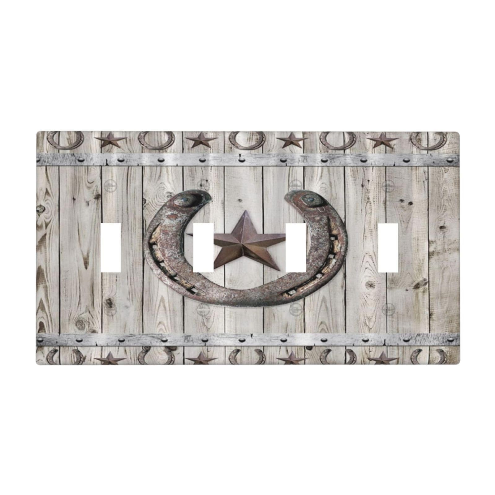 Sghxwp Rustic Western Wood Barn Door Horseshoe Iron