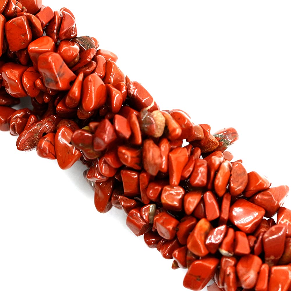 260pcs Natural Flame Jasper Crystal Beads Chips 5mm to 8mm Irregular Gemstone Beads with Holes DIY for Bracelet Necklace Earrings Jewellery Making Craft 32 inch