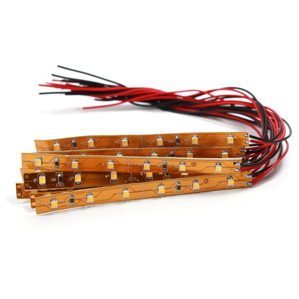 Evemodel 10pcs Prewired WARM White Strip Led Light Self-adhesive 12V ~18V 10CM DD04WM-10N-EU