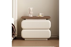 Minimalist Nightstand 2 Drawer Bedside Table with Leather Surface Storage Cbainet Couch Table Bedside Tables Lightweight(Beig