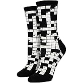 Socksmith Women's Sunday Crossword Crew Socks, Black