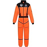 AGCOAH Women's Astronaut Costume Adult Spaceman Coverall Flight Jumpsuit Halloween Cosplay Dress Up Party