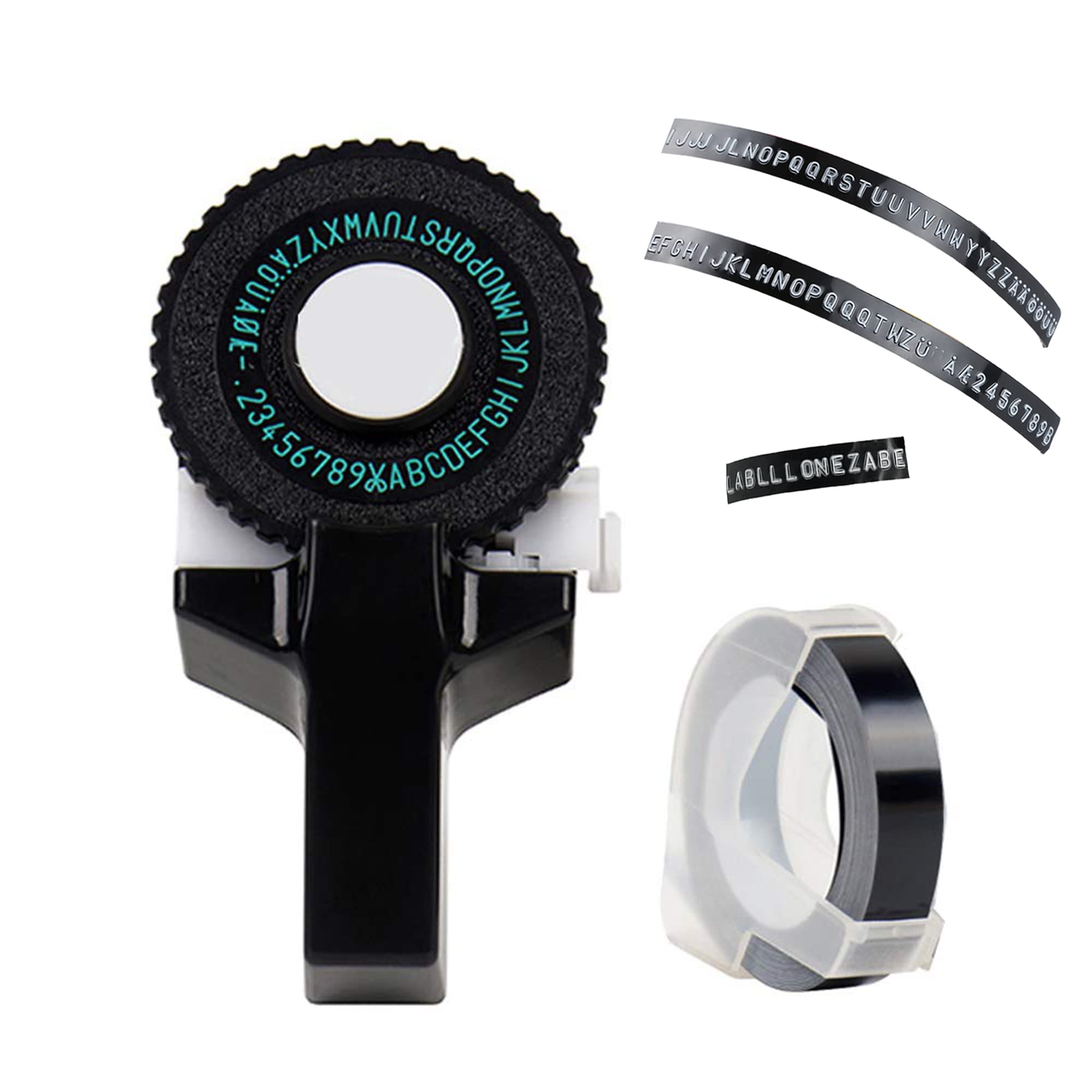 Embossing Label Maker, Portable 3D Mini Label Maker Machine, Vintage Embossed Label Maker Handheld DIY Lettering Label Printer Machine with Tape for DYMO Printer Cutting Black Tape for Home Office