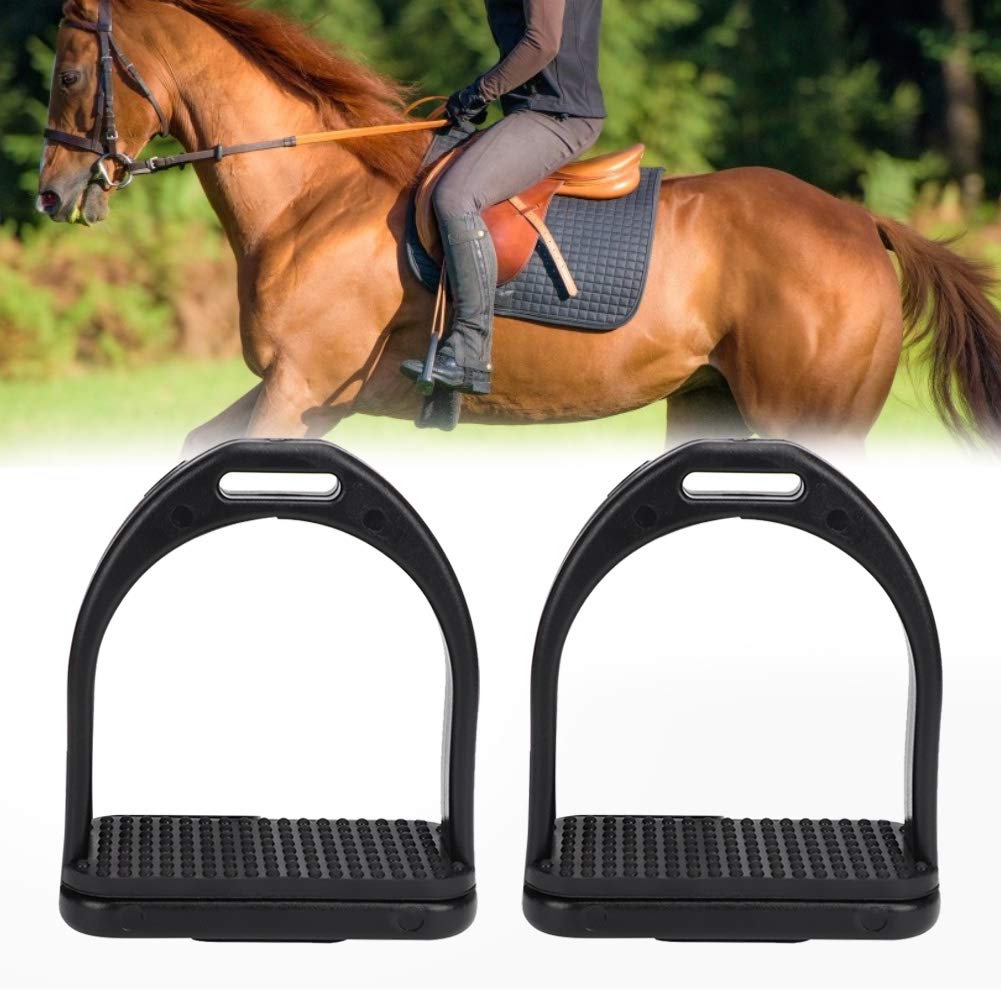 Pssopp 2PCS High Strength Horse Stirrups - Safety Equestrian Riding Stirrups with Non-slip Rubber Treads Pad (Small)