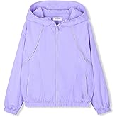 nowpith Girls Lightweight Hooded Jacket – Kids Waterproof Windproof Rain Jacket with Pocket