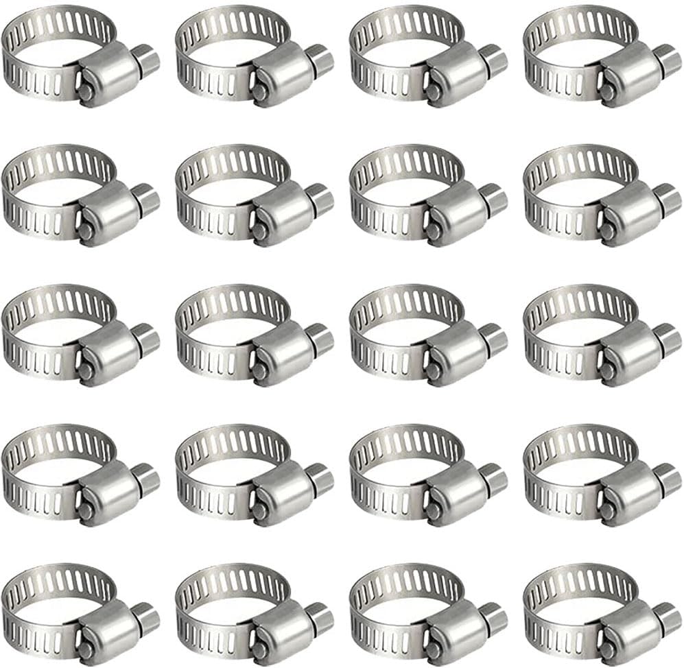 Litensh 304 Stainless Steel Hose Clips 6-12mm, 20PCS Worm Drive Jubilee Clamps
