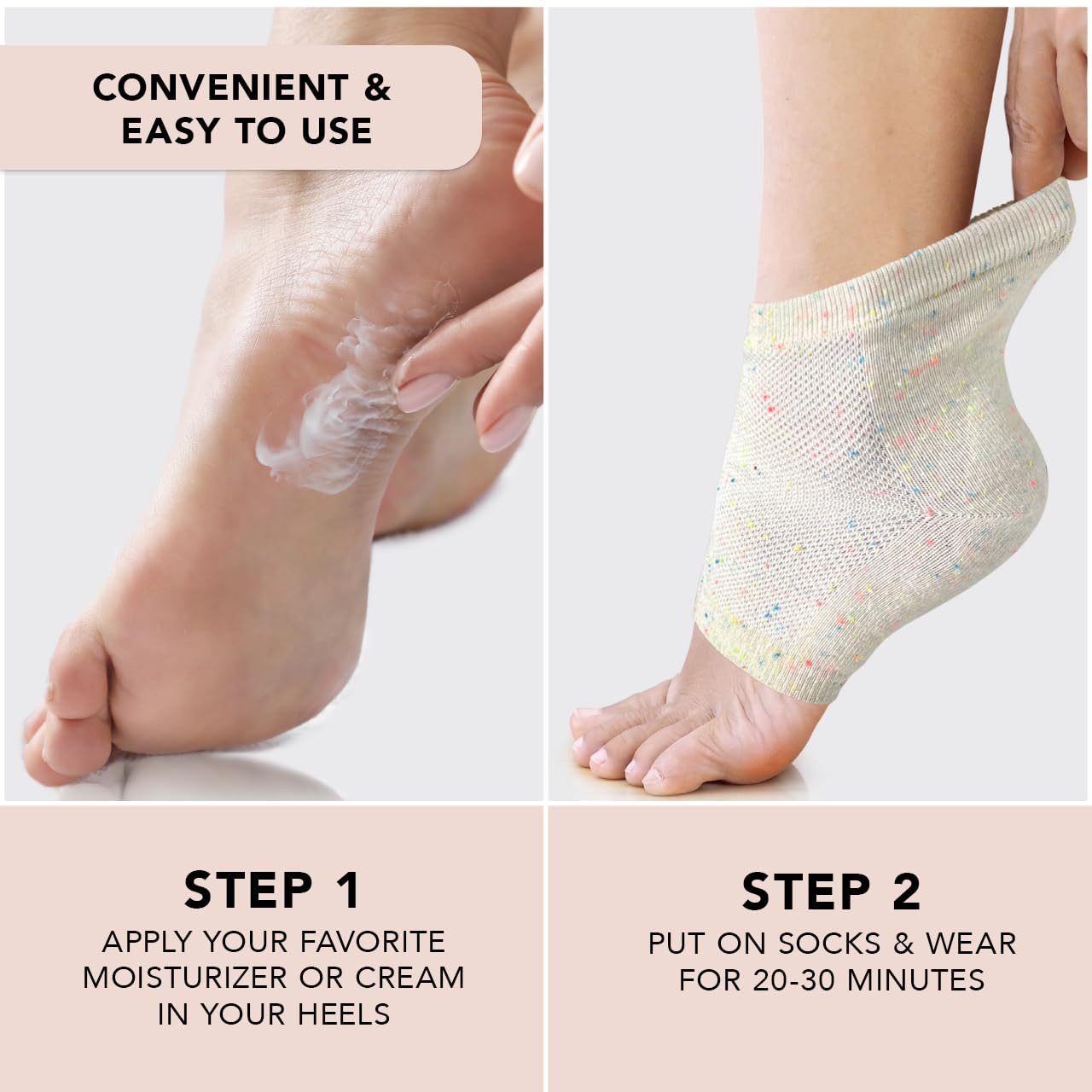 Kitsch Moisturizing Socks for Cracked Heel Treatment – Reusable Spa Socks for Women & Men with Insulated Gel Lining - Overnight Heel Socks for Dry Cracked Feet, Hydrating, Open-Toe Design - 1 Pair