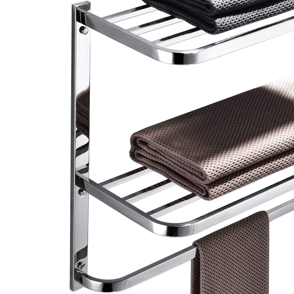 3-Tier Bathroom Shelf with Towel Bars, Stainless Steel Wall Mounting Rack,20Inch