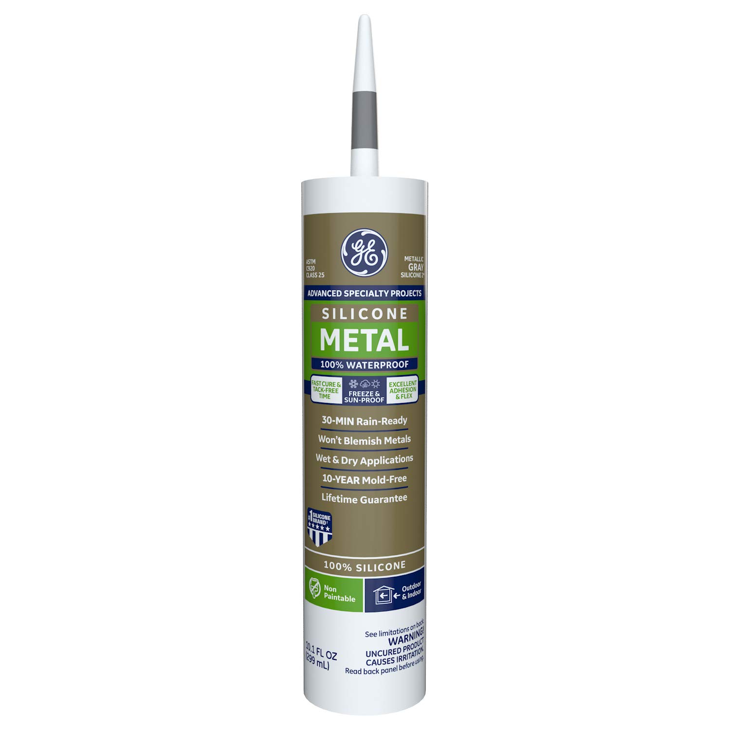 Photo 1 of GE GE5050 Silicone II Aluminum and Metal Sealant, 10.3 oz Tube, Metallic Gray