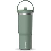 Hydrapeak Nomad 32oz Stainless Steel Insulated Travel Tumbler with Handle &amp; Straw Lid, Leakproof, Cupholder Friendly, Gym, Travel &amp; Everyday Hydration, Cold 24 Hours (Sage Leaf)
