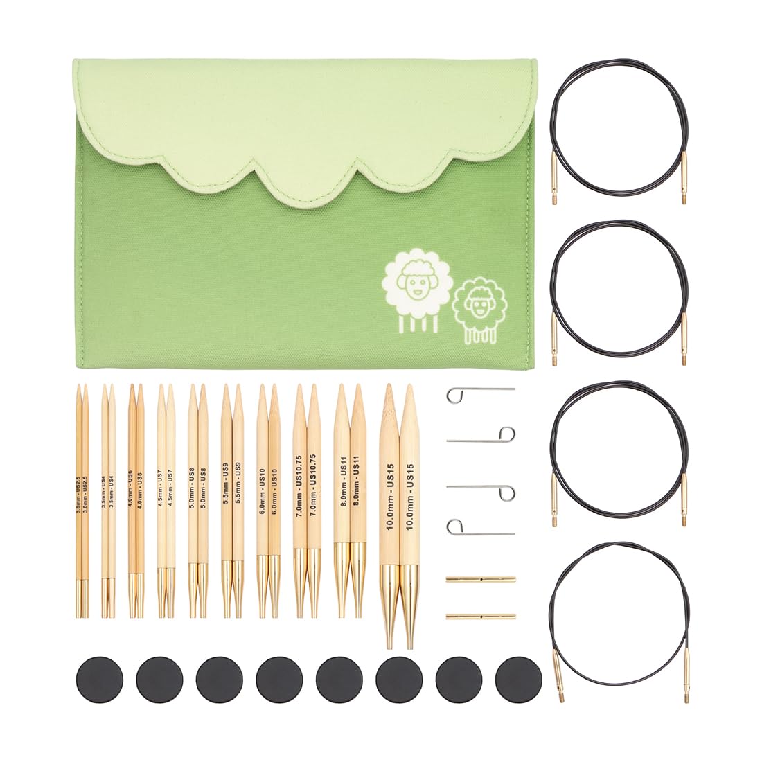 KNITPRO Bamboo Deluxe Interchangeable Needle Set 5" (13cm) | 10 Sizes (3mm to 10mm)