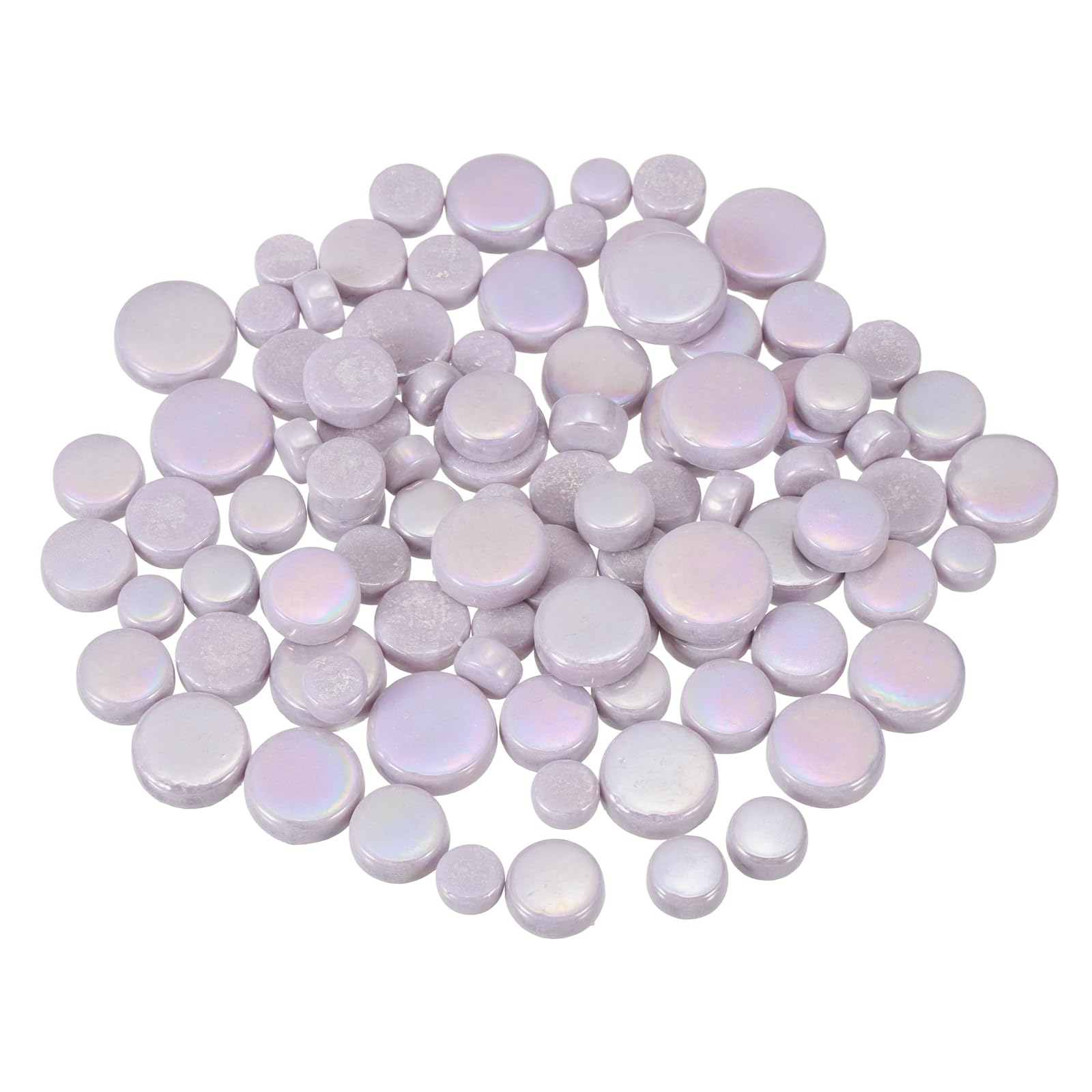 Photo 1 of MECCANIXITY 100g Round Mosaic Tiles for Crafts, Multi-Size Iridescent Mosaic Glass Bulk for DIY Art, Home Decoration, Vases, Mugs, Flower Pots (Light Purple)