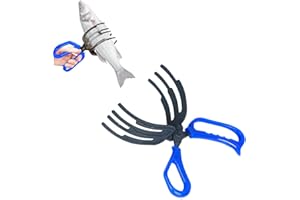 Kutir 3 Claw Fish Gripper Metal Fishing Pliers Clamp, Multifunctional Three Teeth for Most Freshwater Grip Tackle Holder with Non-Slip Comfortable Plastic Handle for River, Sea, Ice Fishing