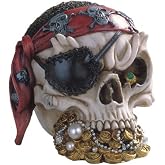 StealStreet SS-G-44015 Pirate Skull Head with Treasure Collectible Figurine Statue Decoration