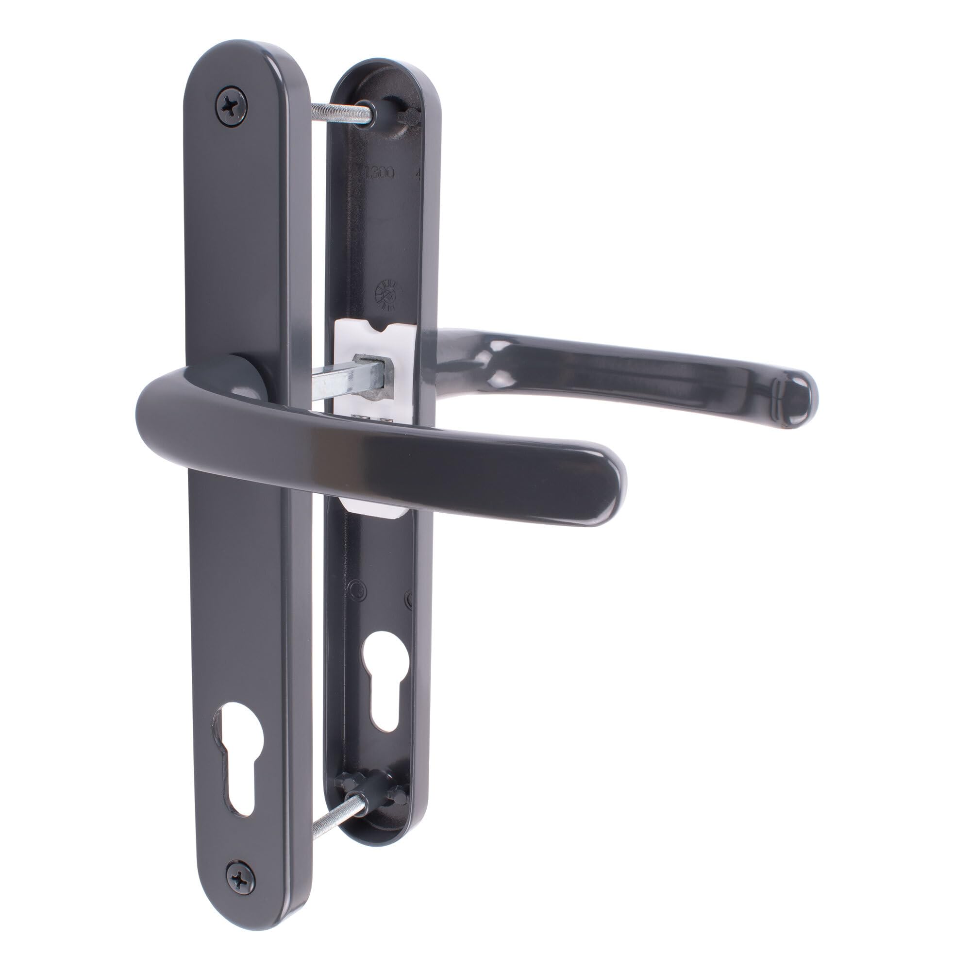 JCP PRO uPVC Door Handle Pair Set Sprung 92 PZ 92mm, Backplate 242mm x 34mm (210mm Screw Centres, Anthracite Grey 7016)