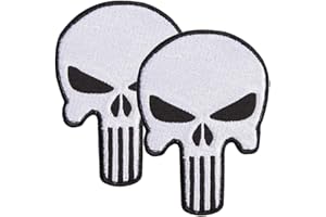 Bluyellow 2Pcs White Skull Patch, Embroidered Hook & Loop Fastener Tactical Military Morale Patch for Tactical Backpack, Bulletproof Vest, Dog Vest, Military Gear, 2.56x3.54 Inches
