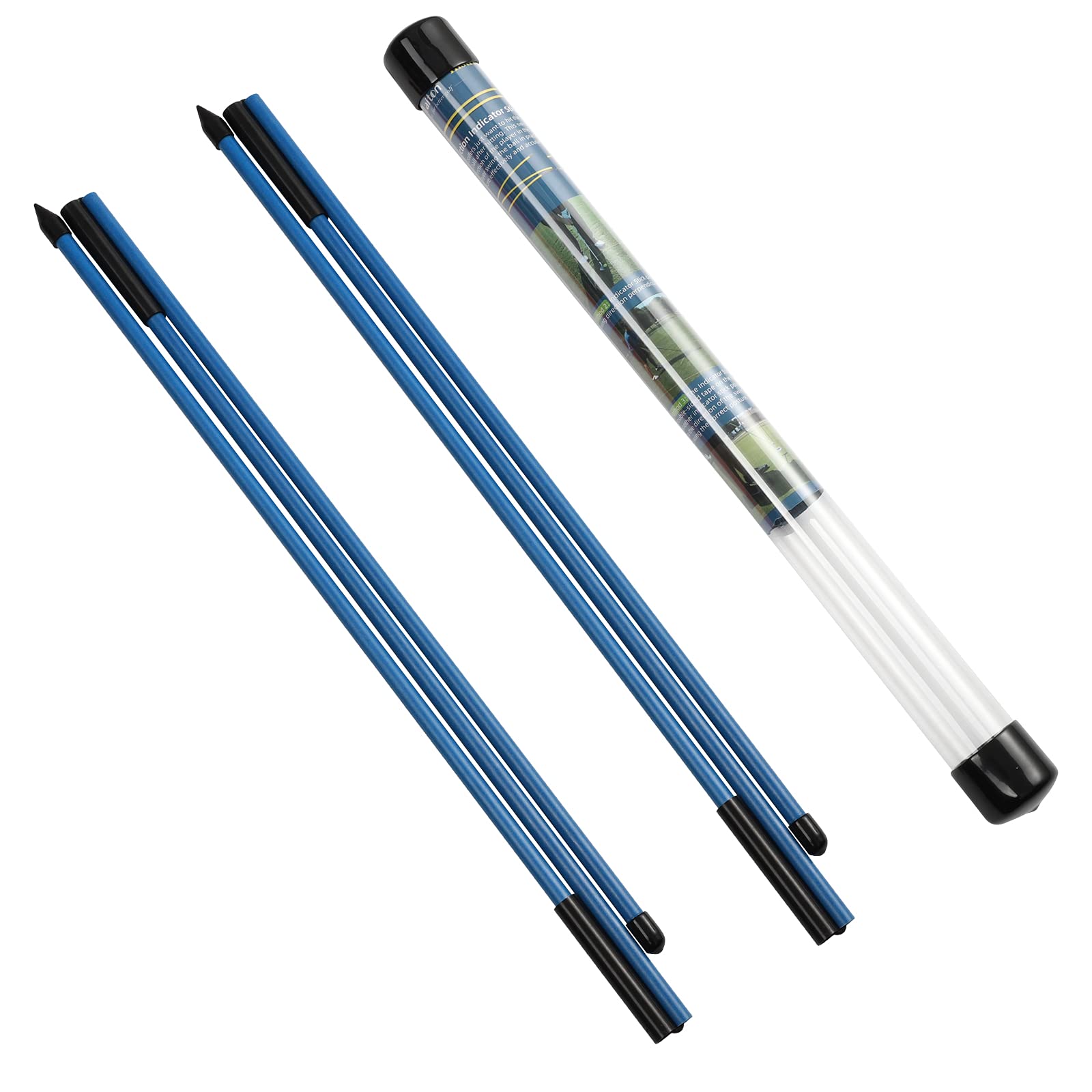 Rhino Valley Golf Alignment Sticks - 2 Pack Collapsible Practice Rods for Aiming, Putting, Full Swing Trainer, Posture Corrector with Clear Tube Case, Portable Golf Training Equipment, Blue