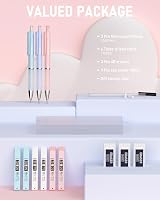 Nicpro Pastel Mechanical Pencil Set 0.9mm Case 3 Pcs Refill Eraser 9pc view 2