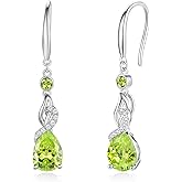FANCIME Teardrop Dangle Drop Earrings 925 Sterling Silver Pear Gemstone Birthstone Earring Fine Jewelry Birthday Gifts for Women