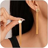 Long Tassel Earrings for Women 14k Gold Plated Chandelier Earrings Trendy Long Dangle Drop Fringe Ear-rings Wedding Party Prom Jewelry Gifts for Her