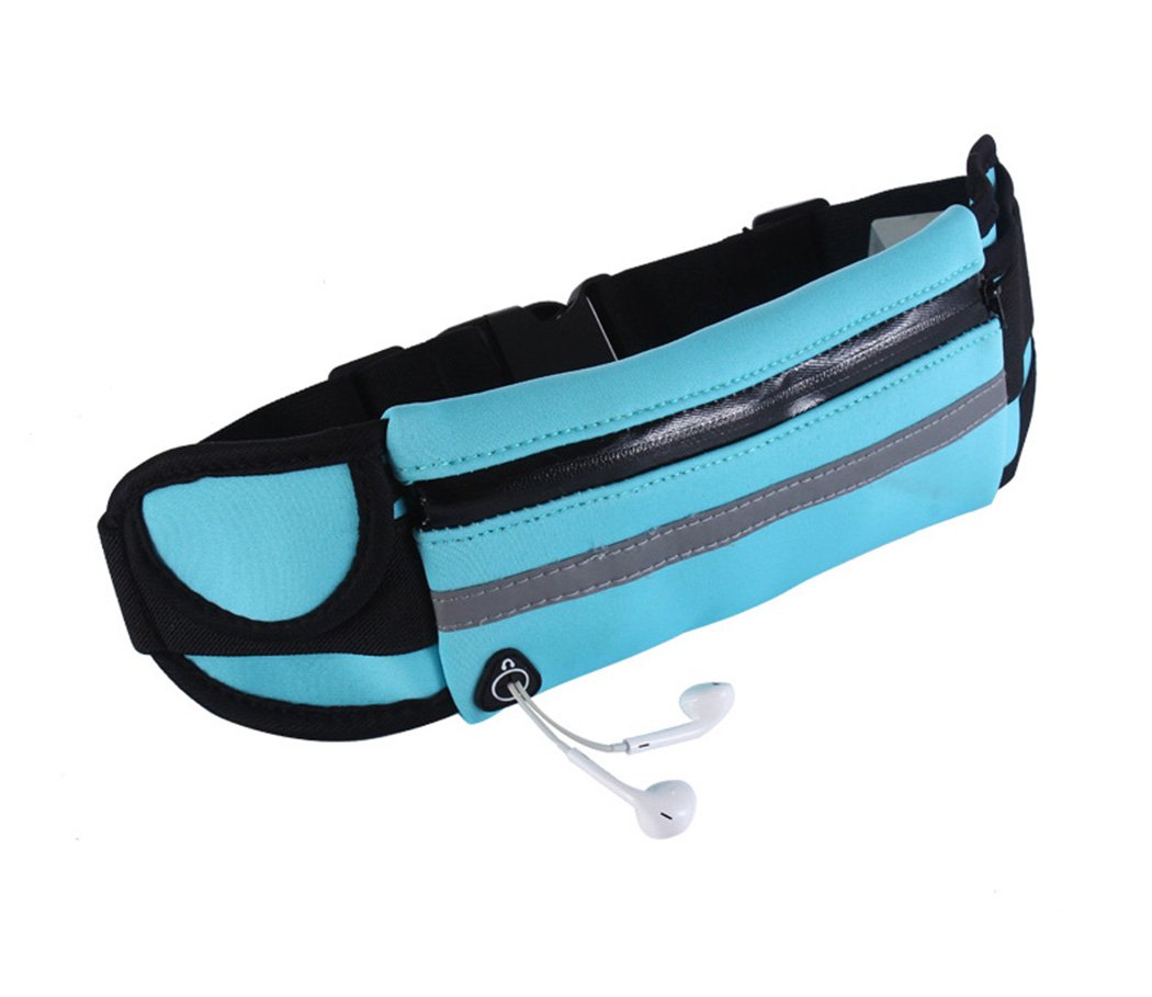 Ranvi Waterproof Running Belt Waist Pack, Water Resistant Runners Belt Fanny Pack for Hiking Fitness, Adjustable Running Pouch for All Kinds of Phones iPhone Android Windows, Color-Sky Blue.