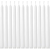 Kedtui Taper Candles 10 inch (H) Dripless, Set of 24 White Unscented and Smokeless Taper Candles Long Burning, Paraffin Wax w