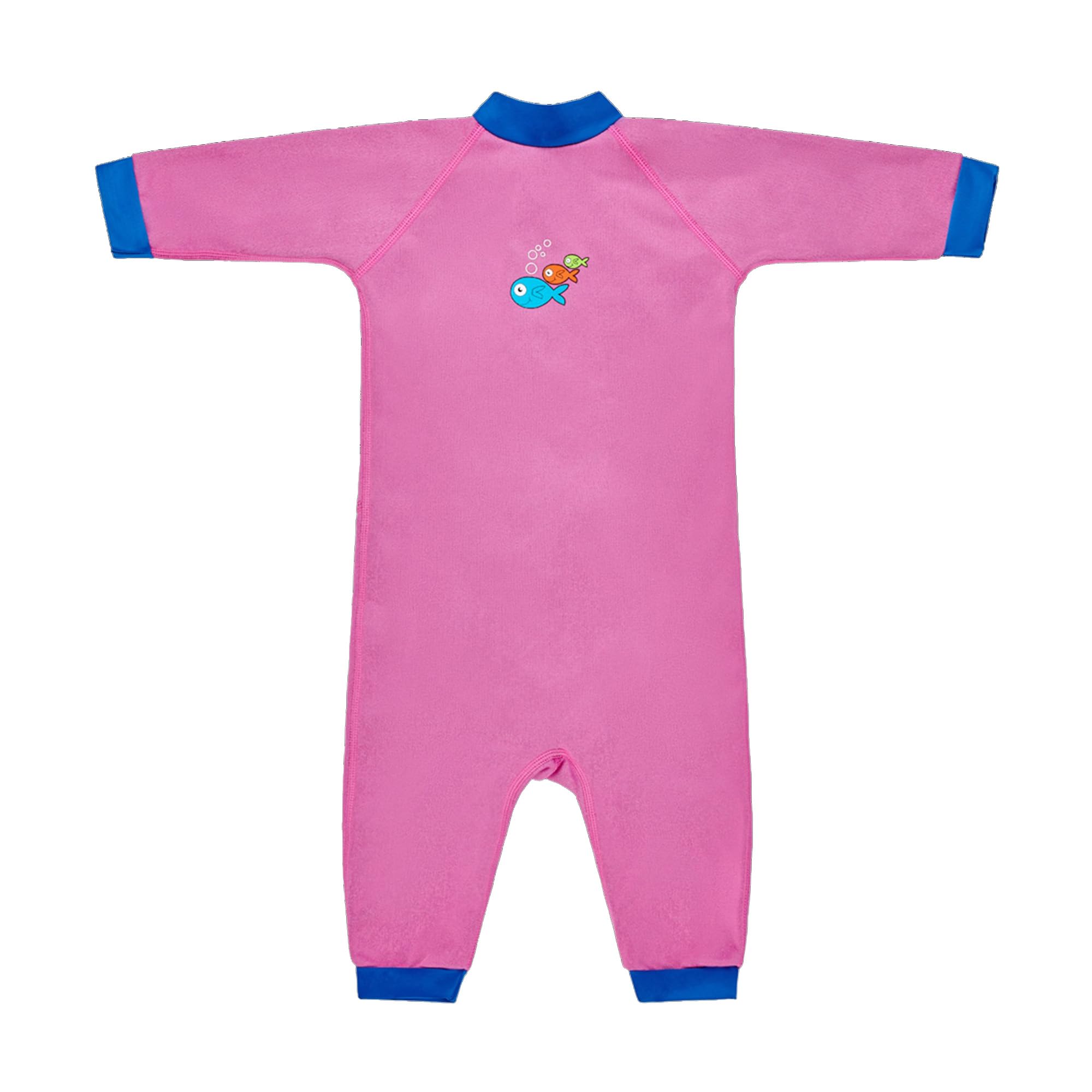 SwimBest Warmsuit - Fleece Lined Warm Baby Swimming Costume with 50+ UV Protection - Pink/Blue-3-6 mths
