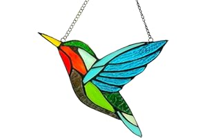 ZUAJITER Hummingbird Stained Glass Window Hangings, Birds Stained Glass Decorations,Bird Suncatcher for Window Decor Hummingbird Gifts for Mom,Bird Lovers