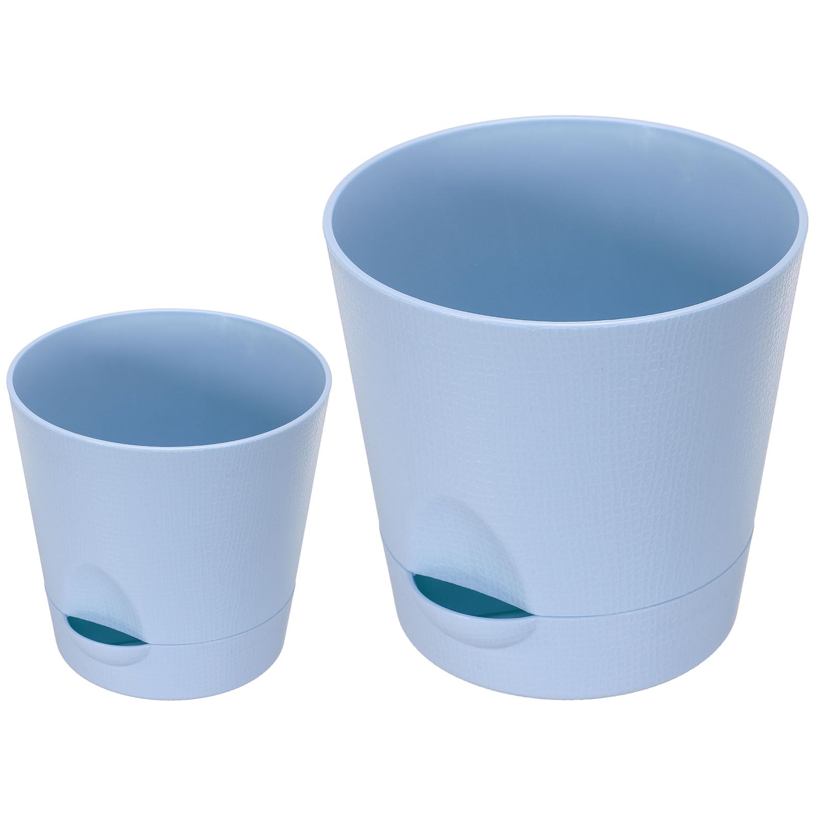 PATIKIL 4.5"/5.5" Plant Pots, Set of 2 Plastic Flower Planters with Drainage Hole and Removable Base Decorative for Home Garden Indoor Outdoor, Light Blue