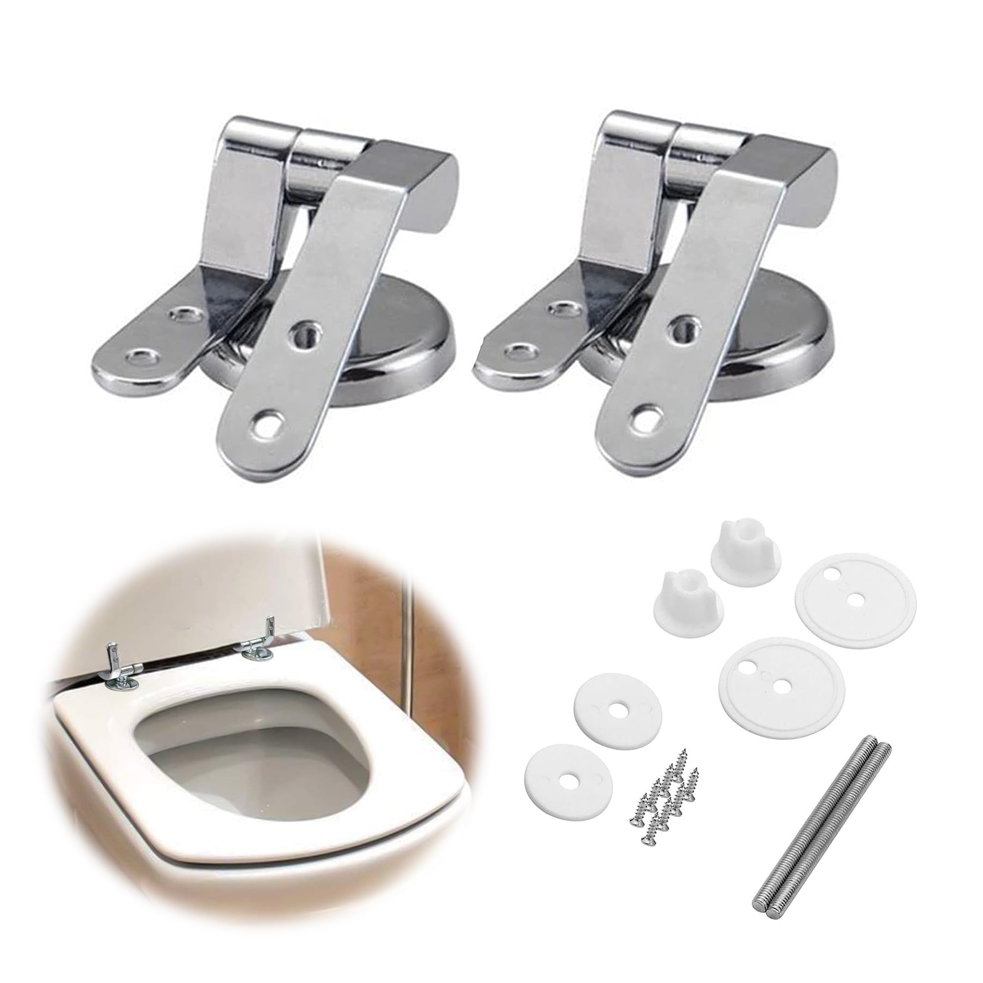1 pair (2 pieces) toilet seat hinge made of rust-proof zinc alloy hinges, toilet seat attachment spare parts set for toilet seat attachment for toilet seat cover universal accessories