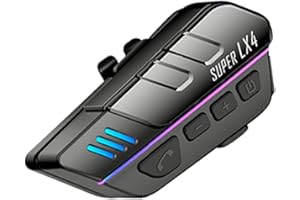 BTQILEYOO LX4 Motorcycle Helmet Bluetooth Headset, Bluetooth 5.3 Headphone, Smart Noise Reduction, HiFi Level Sound Quality, IP67 Waterproof, 2 Different Types of Mic, Compatible with All Helmets